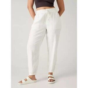 Athleta Size 18 Retreat Linen High Rise Jogger White Pants